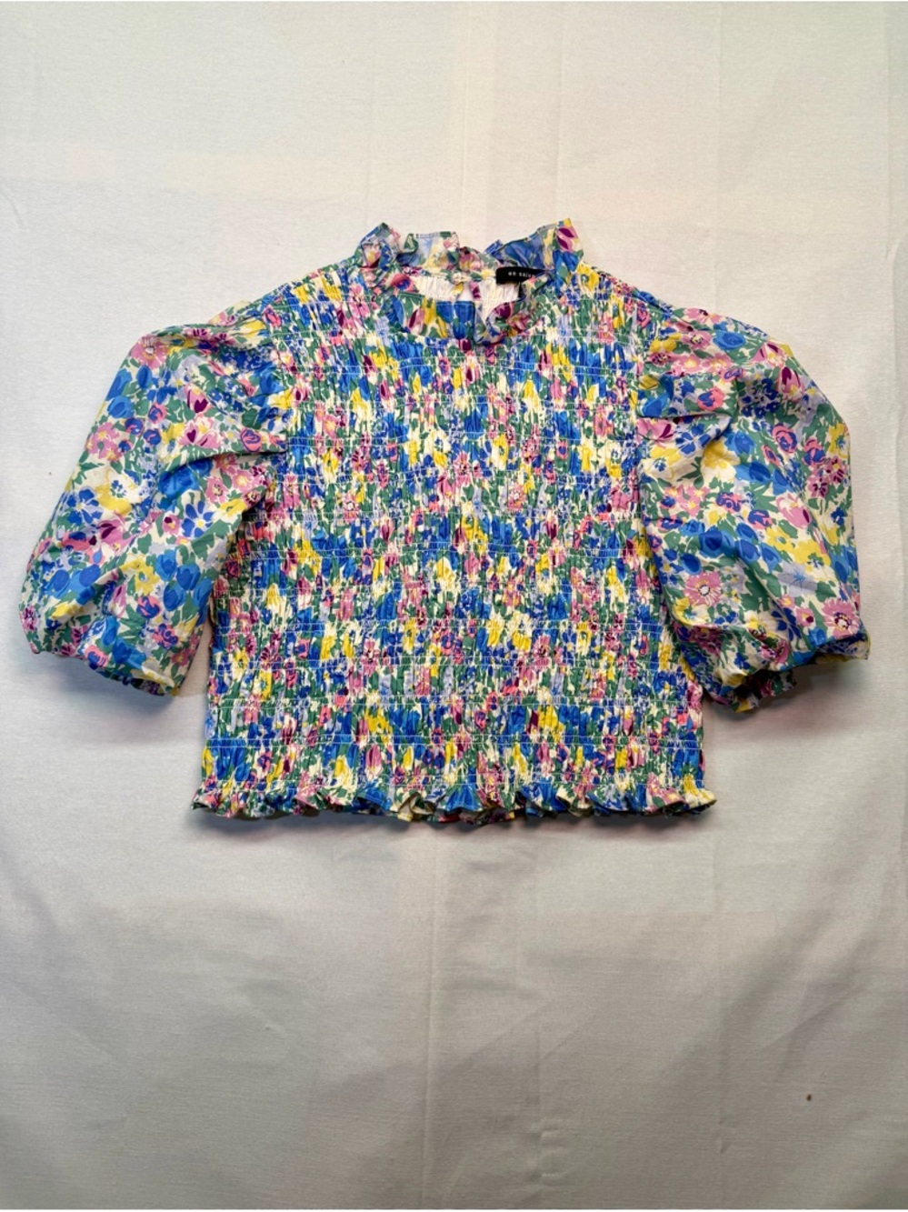 En‎ Saison Floral Smocked Puff Sleeve Blouse S Boho Spring Cottagecore
